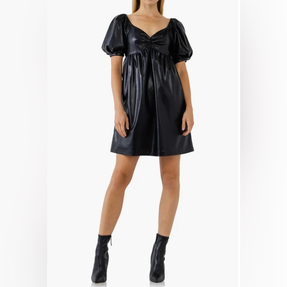 English Factory Black Puff Sleeve Dress